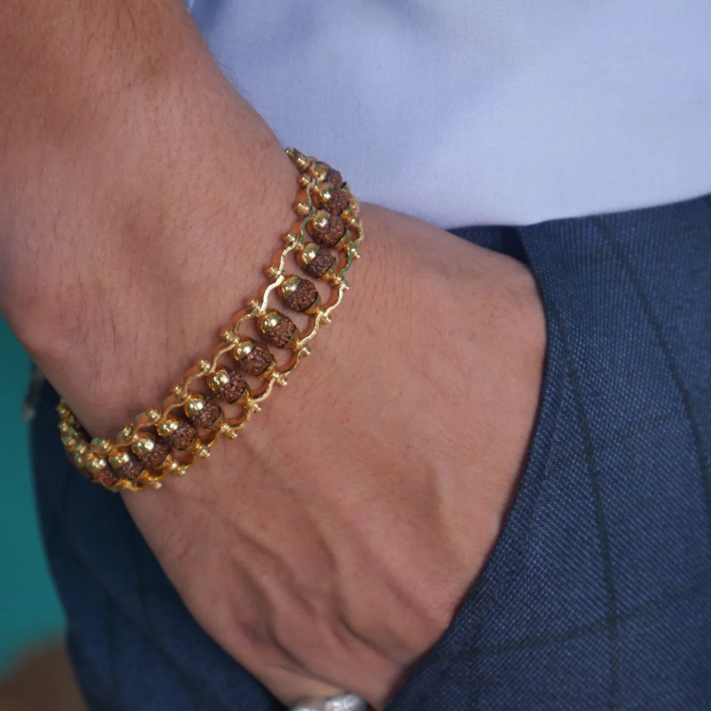 Gold Plated Modern Rudraksha Bracelet