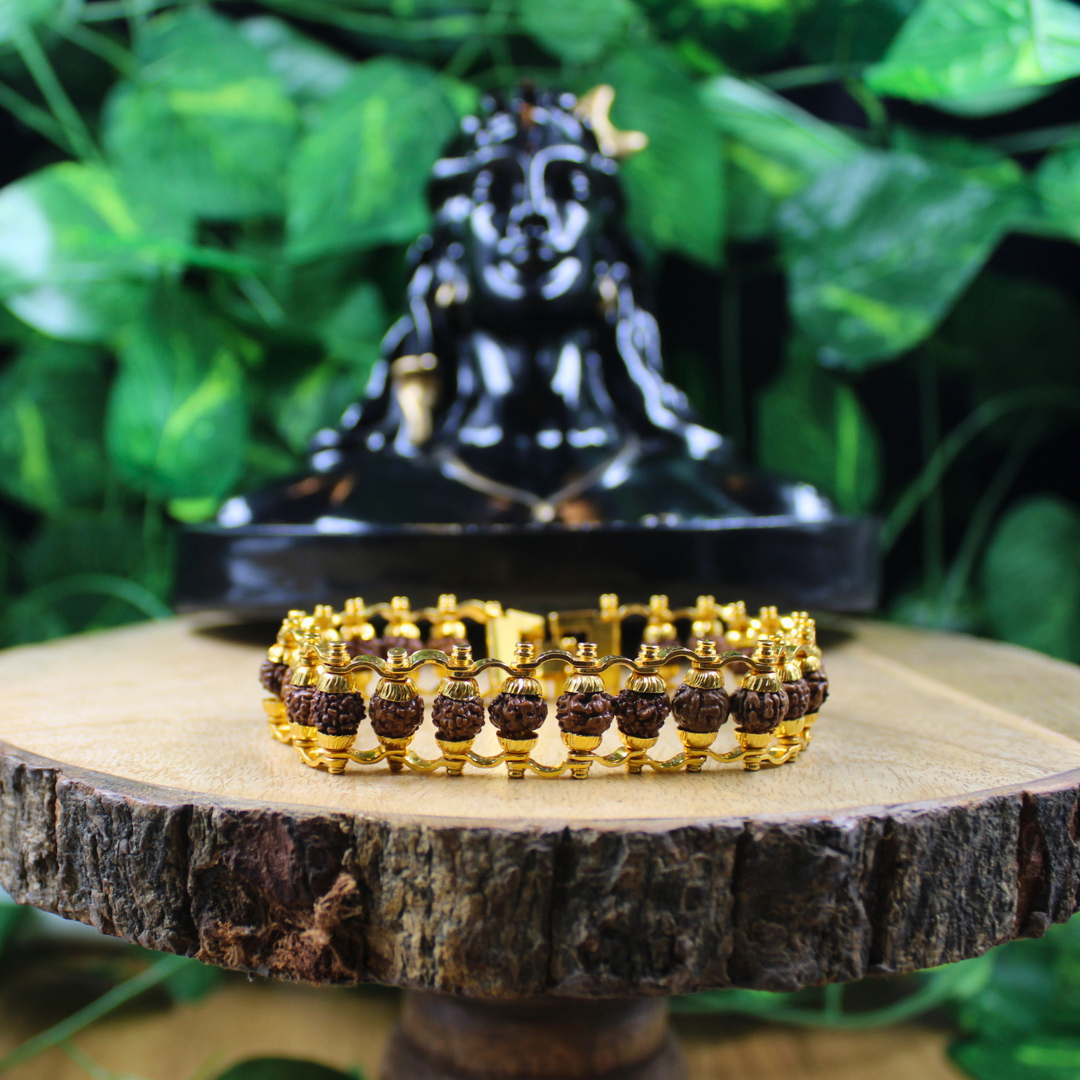 Gold Plated Modern Rudraksha Bracelet