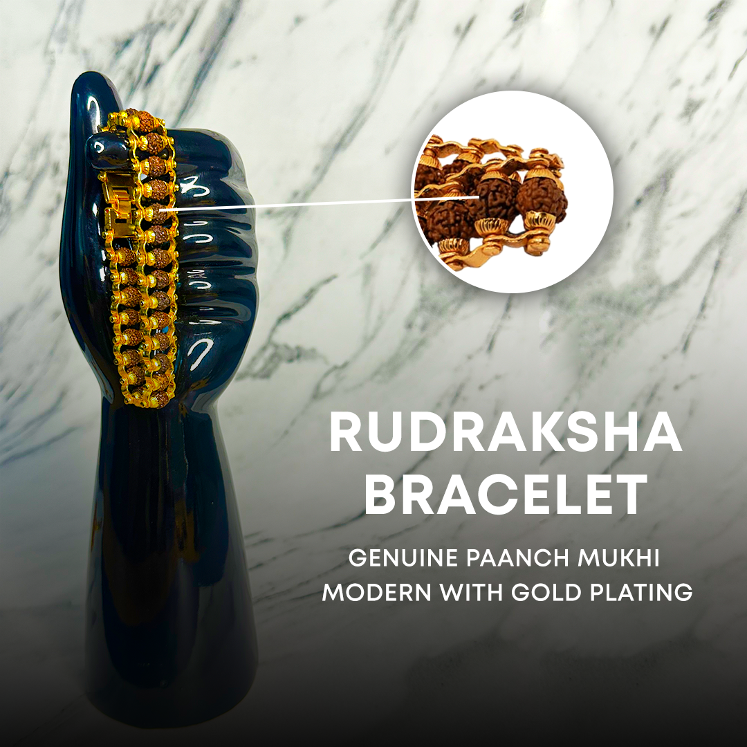 Gold Plated Modern Rudraksha Bracelet