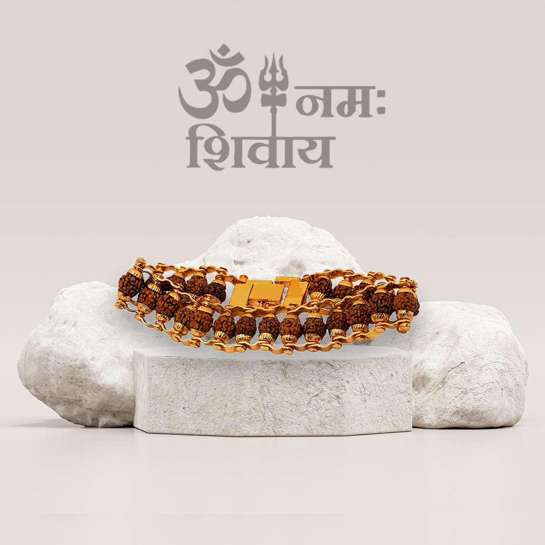 Gold Plated Modern Rudraksha Bracelet